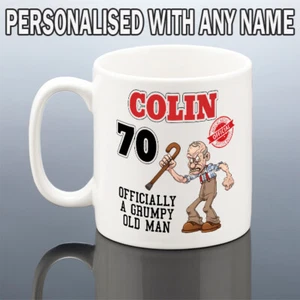 70th BIRTHDAY MUG Men Funny Gift Him Dad Grandad 70 Grumpy Old Man Cup Husband - Foto 1 di 2