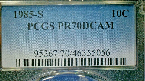 4TH OF JULY SALE --U.S. UNC. 1985-S PCGS PR70DCAM ROSY CLAD DIME-KM#195a Cover