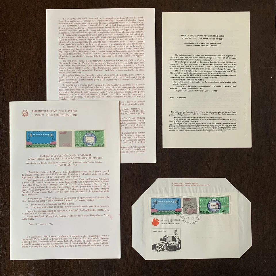1982 ITALIA CORREO Y TELECOMUNICACIONES ADMINISTRACIÓN RECUERDO CARPETAS Y CUBIERTA Foto 1 de 4