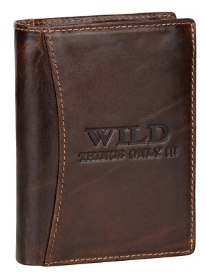WILD THINGS ONLY !!! RFID echt Leder Portemonnaie Geldbörse Geldbeutel Herren Hochformat Braun
