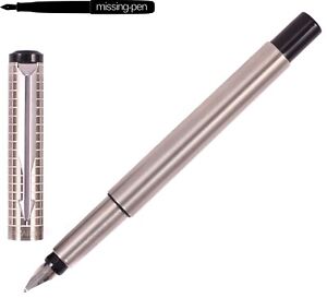 Parker Vector Fountain Pen Stainless Steel Silver Checked steel M-nib / 1990's