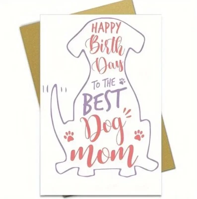 BEST DOG MOM Happy Mothers Day From The Dog - Greeting Card w Envelope - Image 1 of 4