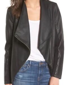 BB Dakota  Kenrick Soft Leather Suede Drape Jacket Black Size Large