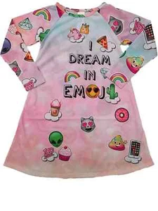 Girls Dream In Emoji Nightgown Rainbow Emoji Poop Unicorn Sleep Shirt X-Small 4 - Picture 1 of 1