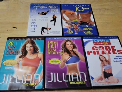 5 DVD Exercise Lot - JILLIAN MICHAELS, Tony Horton Louise Solomon Yoga Pilates  - Image 1 of 4