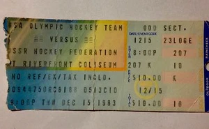 '84 Olympia (Pre) Hockey USA v Russland UdSSR Stub Miracle Chelios LaFontaine Olczyk - Bild 1 von 3
