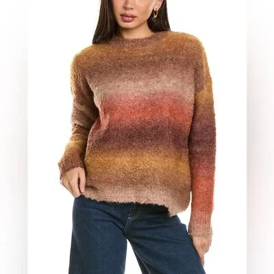 Elan Nuevo sin Etiquetas Mezcla de Lana Boucle Grueso Tejido Cuello Redondo en Otoño Puesta de Sol Naranja Talla M Foto 1 de 4