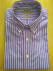 NWOT Bill's Khakis Purple & White Stripe Button Down 17.5-35 XL - Picture 1 of 7