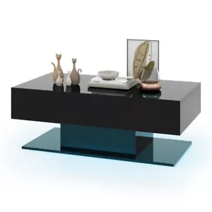 Modern LED Coffee Table with 20 Color LED Lights and 2 Storage Drawers - Picture 1 of 10