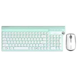 2.4GHz Wireless Retro Round Keyboard Silent Mouse Combo Rechargeable PC Phone UK - Picture 1 of 9