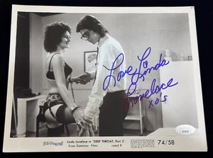 Linda Lovelace "Deep Throat" Erotikstar signiert Studio Film Standbild Auto Foto JSA - Bild 1 von 5