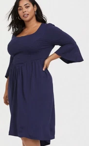Torrid Outlander Damen-Midikleid marineblau Glockenärmel Hi-Lo 0 12 Large neu ohne Etikett - Bild 1 von 9