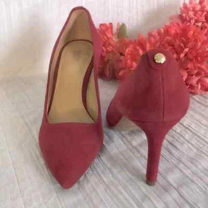 MICHAEL KORS size 6.5 high heels pumps stilettos red burgundy pointed toe shoes - Picture 1 of 14