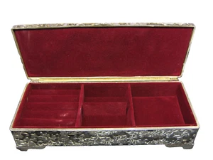 Vintage Hand Made Heavy Silver Tone Engraved Jeweler Box - Picture 1 of 8