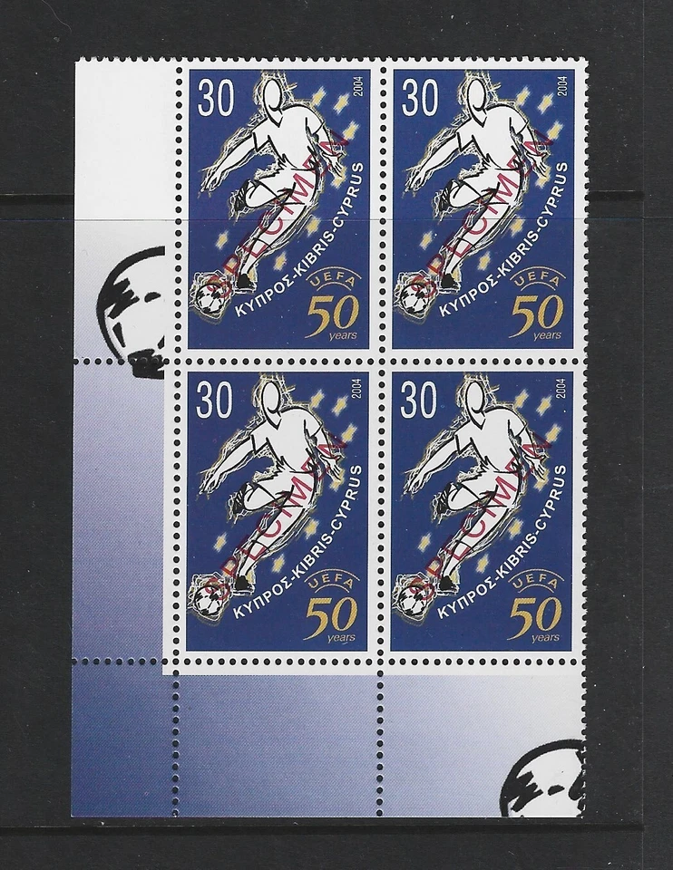 CYPRUS, 2004 50th ANNI OF UEFA Football Soccer BLOCK 0F 4 Opt SPECIMEN MNH - Image 1 of 1