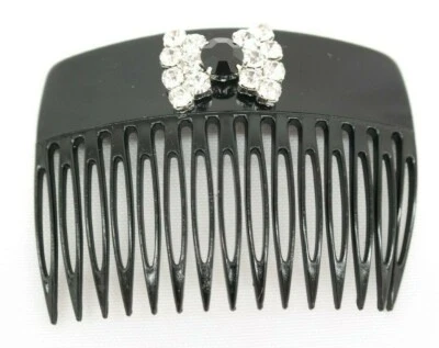 Peine de pelo de caravana negro con piedras de diseño de moño TF Foto 1 de 4