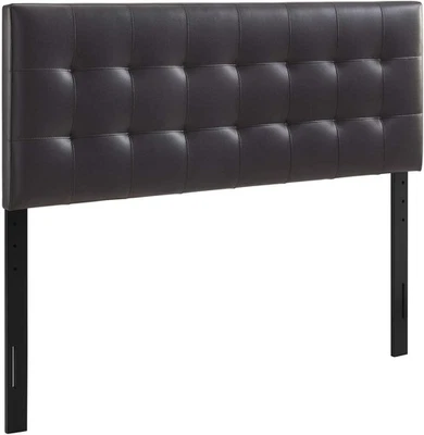 Brand New Lily Tufted Faux Leather Upholstered Queen Headboard in Brown - Image 1 of 4