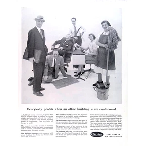 Air Conditioning 1955 Print Ad Carrier Commercial Air Conditioning 11"X14" - Picture 1 of 3