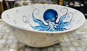 Bassano pottery: 9,1/2’’ Bowl Octopus Pattern .Made/Painted by hand-Italy - Picture 1 of 5