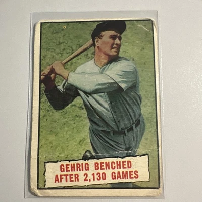 1961 Topps #405 Gehrig Benched After 2,130 Games, Yankees  - Image 1 of 2