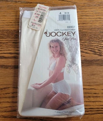 Calzoncillo de cintura alta Jockey For Her 1989 vintage talla 4 algodón peinado marfil-nuevo en stock Foto 1 de 4
