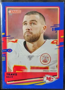2020 Donruss Blue Press Proof Travis Kelce #3 SP Photo Variation Chiefs Parallel - Bild 1 von 2