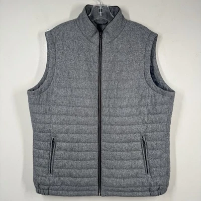 Jos A Bank Vest Mens Sz L Reserve Gray Wool Blend Insulated Zip Jacket Lined - Image 1 of 4