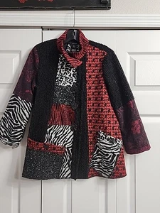 Ali Miles Patchwork Sweater Jacket Womens PXS Mixed Media Art To Wear Wool Blend - Bild 1 von 5