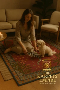 Handmade Boho Tiger Rug – 5x8 Hand Tufted Wool Carpet for Bedroom or Living Room - Picture 1 of 7