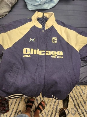 Chaqueta mediana para mujer H&M azul y blanco EE. UU. Chicago 1994 Foto 1 de 4