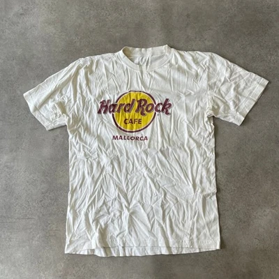 Hard Rock Cafe Mallorca T-Shirt Herren Large 90s Logo Graphic Tee, weiß - Bild 1 von 4