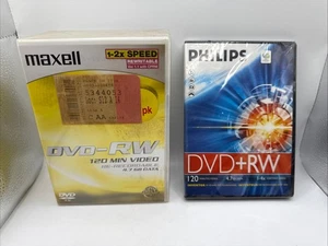 MAXELL DVD-RW Re-Recordable 120 min 4.7GB 1-2x Speed 5 Pack - Brand New - Picture 1 of 4