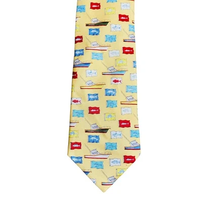 Sportfishing Flags Alynn Neck Tie 100% Silk Men Multicolor Preppy Cruise - Image 1 of 4