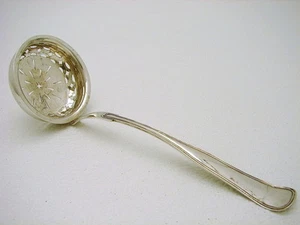 Danish Sterling Silver Sugar Shaker Tea Strainer Fiddle Thread Upturned Marked  - Picture 1 of 8