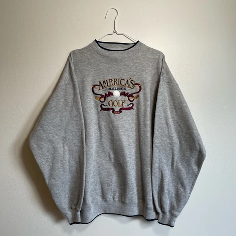 Vintage 90's Red Cliff Trading America's Challenge Golf Sweatshirt Large V Gray Cover