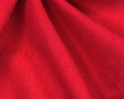 Linen Mix Fabric - Red - Plain Linen Craft Fabric Material Metre - Image 1 of 4