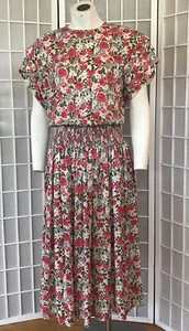 Vestido Maggy London Fluido de Seda 4 por Jeannene Booher Floral Acentos Iridiscentes Usado en Excelente Condición - Imagen 1 de 13