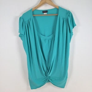 La voca womens blouse top size L blue short sleeve scoop neck 083911 - Picture 1 of 8