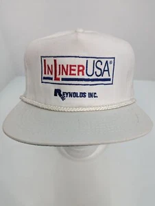 In Liner USA Reynolds Inc Men White Wide Brim Braid Adj Snapback Cap Hat - Picture 1 of 9