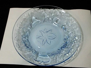 Light Blue Fruit Bowl KIG Indonesia Pressed Glass ~ Fruit Design - Picture 1 of 11