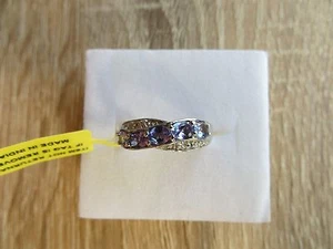 Tansanit Ring mit 5 Steinen Platin-Overlay Sterlingsilber Größe 6, 7 Optionen  - Bild 1 von 8