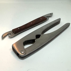 Nut Cracker and Bottle Opener Mid Century Vintage Fish Stainless Steel & Wood - Picture 1 of 7