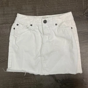 Justice Girls Skirt Mini White Denim Distressed Size 12 S - Picture 1 of 4