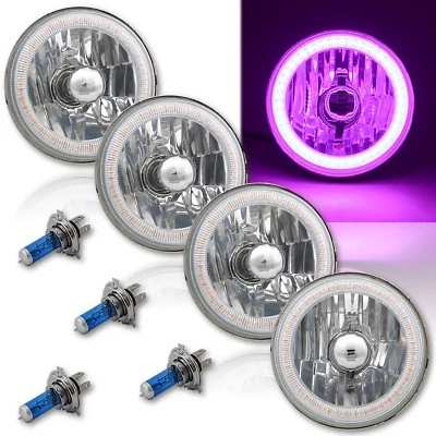 Juego de 4 faros halógenos cristalinos 5-3/4" SMD púrpura LED halo ojo de ángel Foto 1 de 4