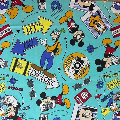 Disney Let's Go Explore Mickey Mouse Cotton Fabric - 15x44" - Image 1 of 3