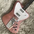 Pink Silver Firebird Electric Guitar Solid Black Fretboard Mahoagany Body And Neck