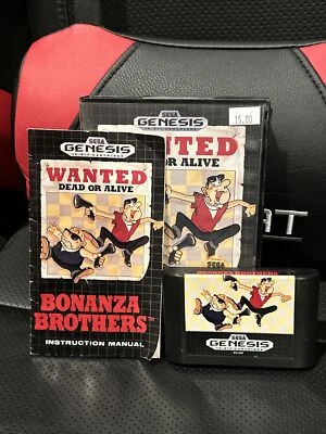 Bonanza Brothers Wanted Dead or Alive (Sega Genesis) Tested Authentic CIB - Image 1 of 3