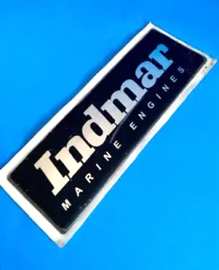 Indmar Marine Engines Raised Engine Label Decal Black Silver NOS - Picture 1 of 4