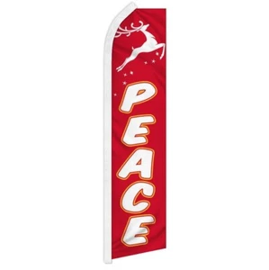 Peace Reindeer Swooper Advertising Christmas Banner Flag for Holiday Store Decor - Picture 1 of 7