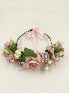 girl Floral Crown Rose Flower Headband Hairband Wedding Party Hair Garland - Picture 1 of 2